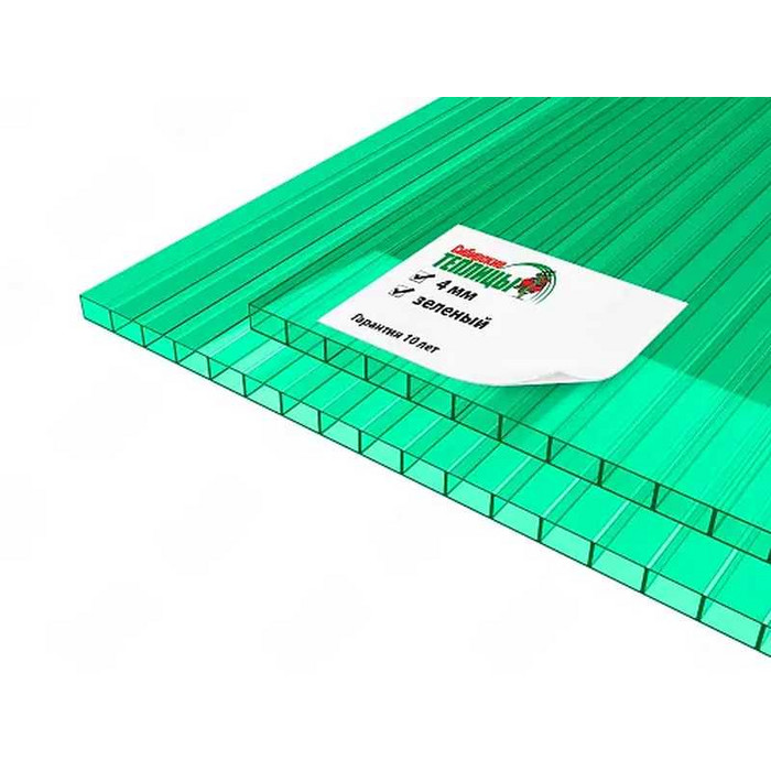 Сотовый поликарбонат 4 мм СИБИРСКИЕ ТЕПЛИЦЫ зелёный 2100х6000 мм